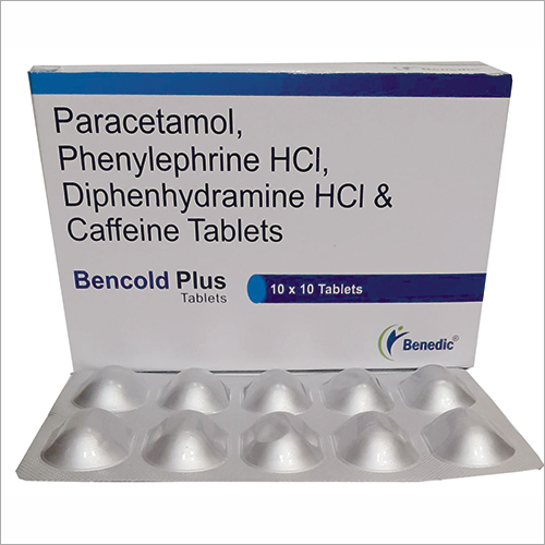 Bencold Plus - 10 Tablets per Strip, Relieves Cold Symptoms with Paracetamol, Phenylephrine, and Caffeine