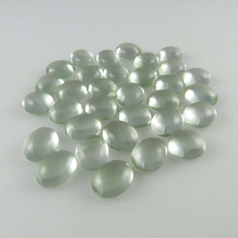 4x6mm Green Amethyst Oval Cabochon Loose Gemstones Grade: Aaa