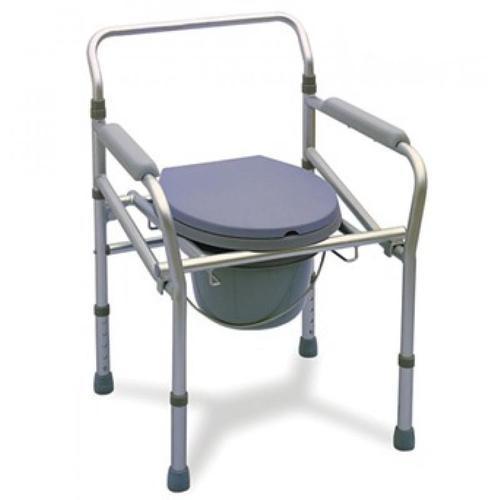 Commode Chair - Lightweight Aluminum Frame With Anodized Finish | Comfortable, Easy To Use, Ideal For Elderly, Plastic Armrests