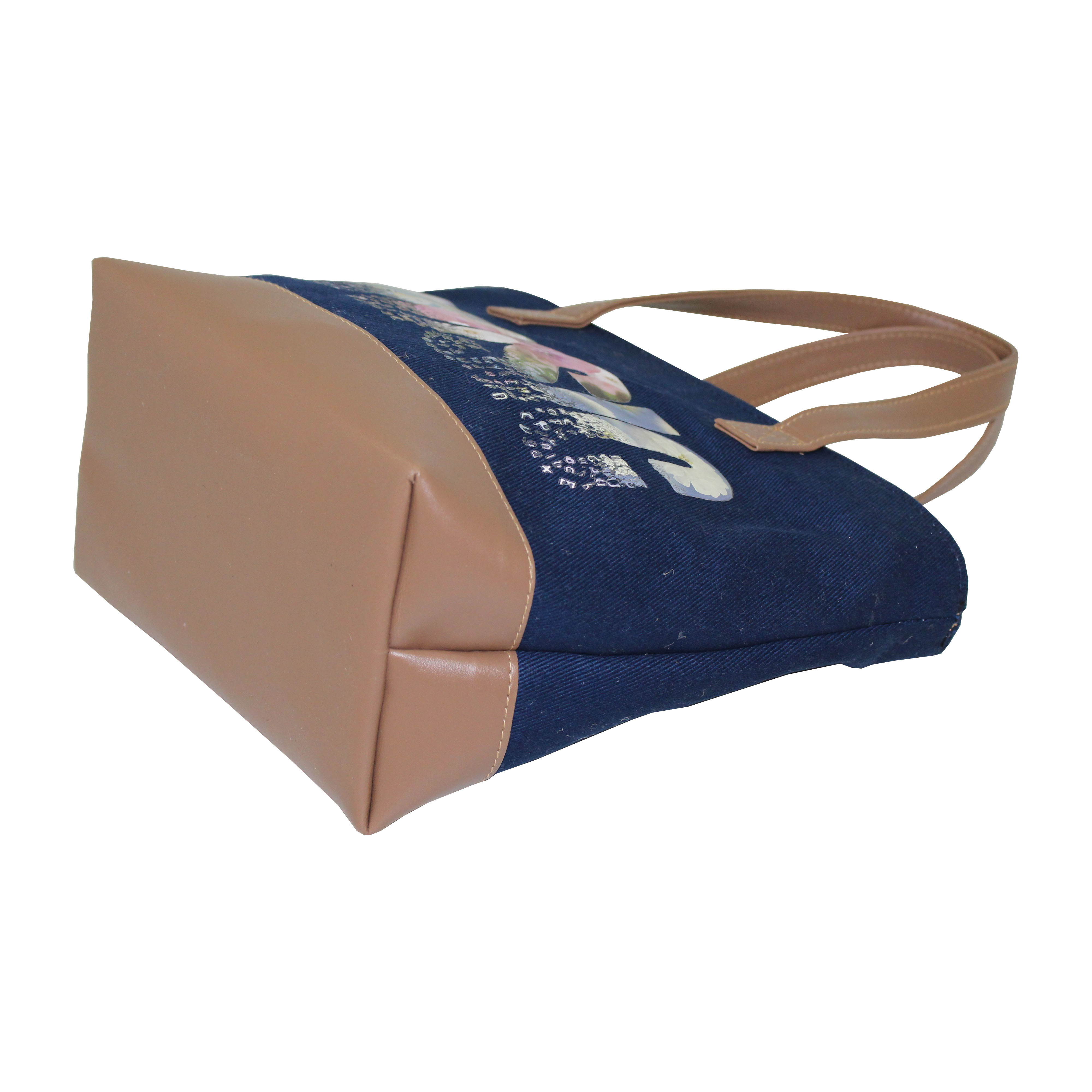 Customized Inside Polyester Lining With Pu Handle 12 Oz Dyed Canvas Tote Bag