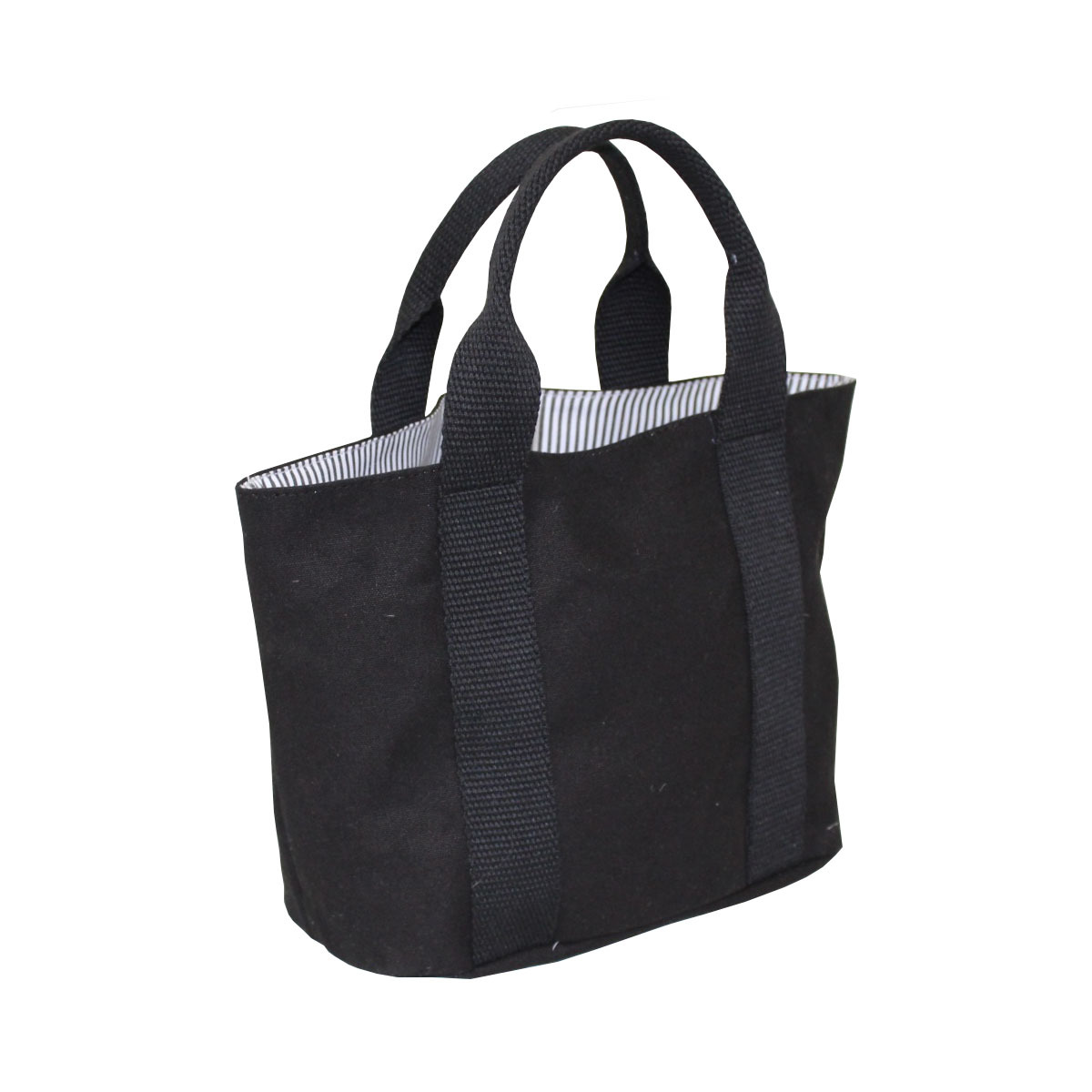 Customized Web Handle Inside Stripe Lining 12 Oz Dyed Canvas Hand Bag