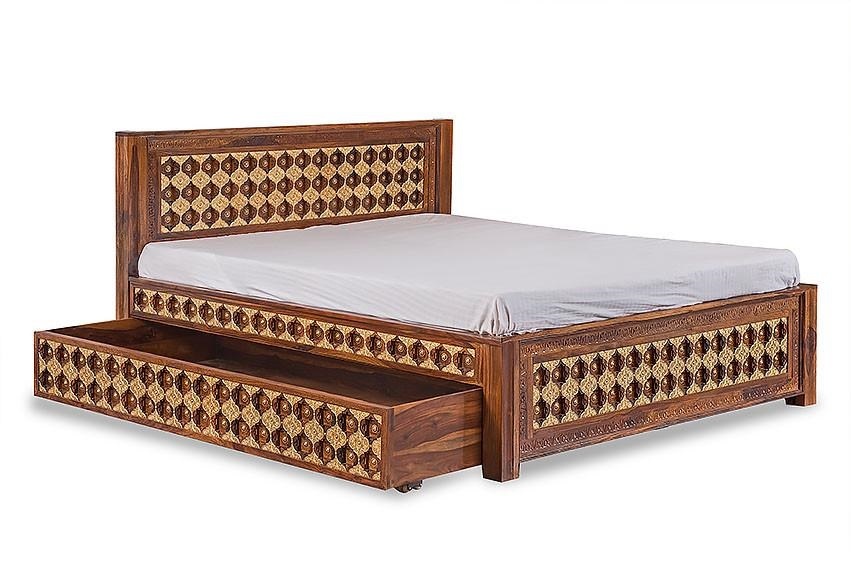 Crafted Wooden Double Bed