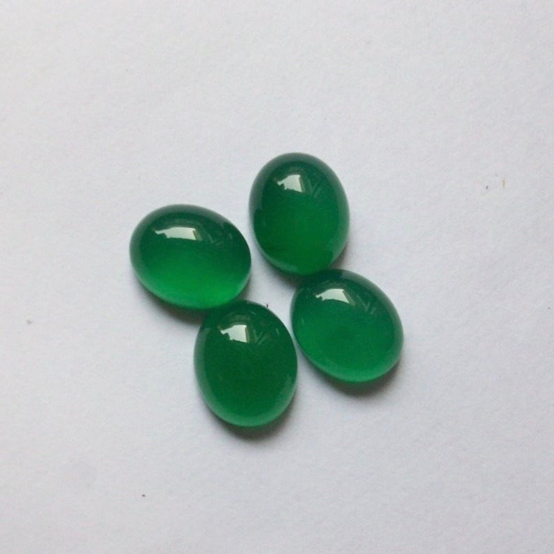 5x7mm Green Onyx Oval Cabochon Loose Gemstones Grade: Aaa