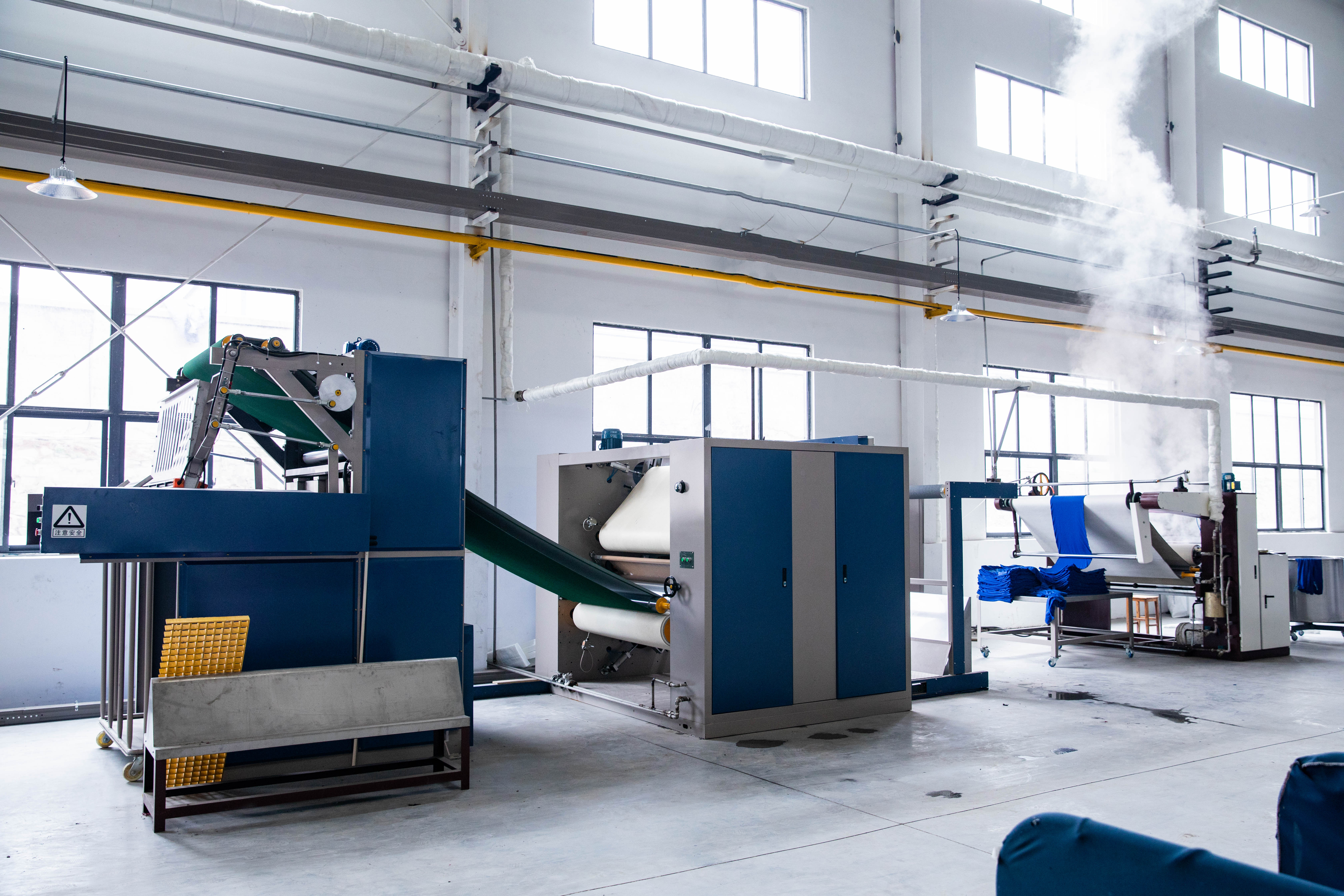 Blue+grey Single Pass Tubular Compactor For Circular Knitting Fabric