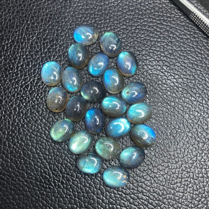 Labradorite Cabochon Gemstone - 8x10mm Oval Shape, Aaa Quality, Natural Gray Color, Excellent Craftsmanship