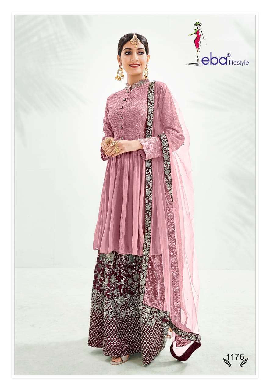 Multi Color Eba Lifestyle Classic Gold Chinon With Embroidery Work With Diamond Salwar Suit Catalog