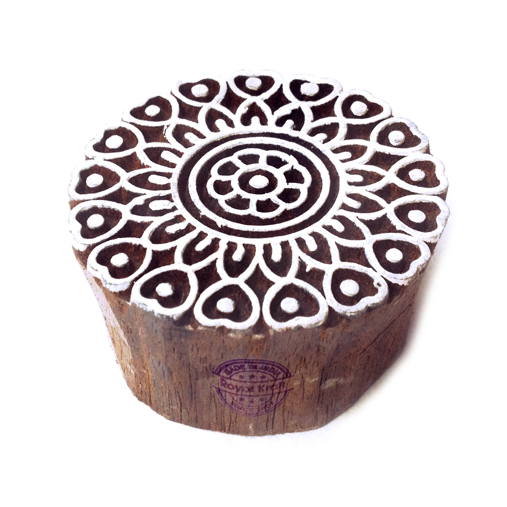Religious Round Wooden Block Printing Stamps Core Material: Wood