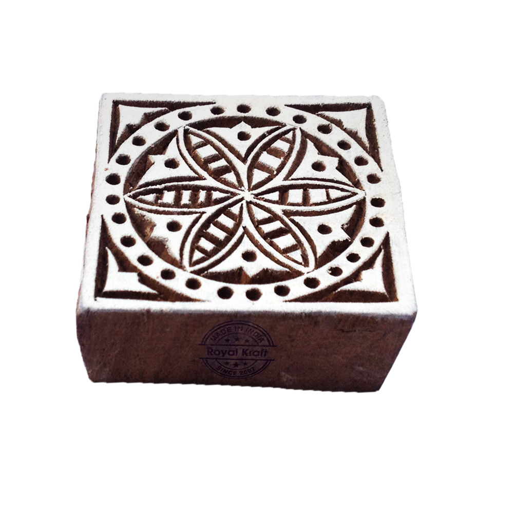 Mandala Square Wooden Block Printing Stamps Core Material: Wood