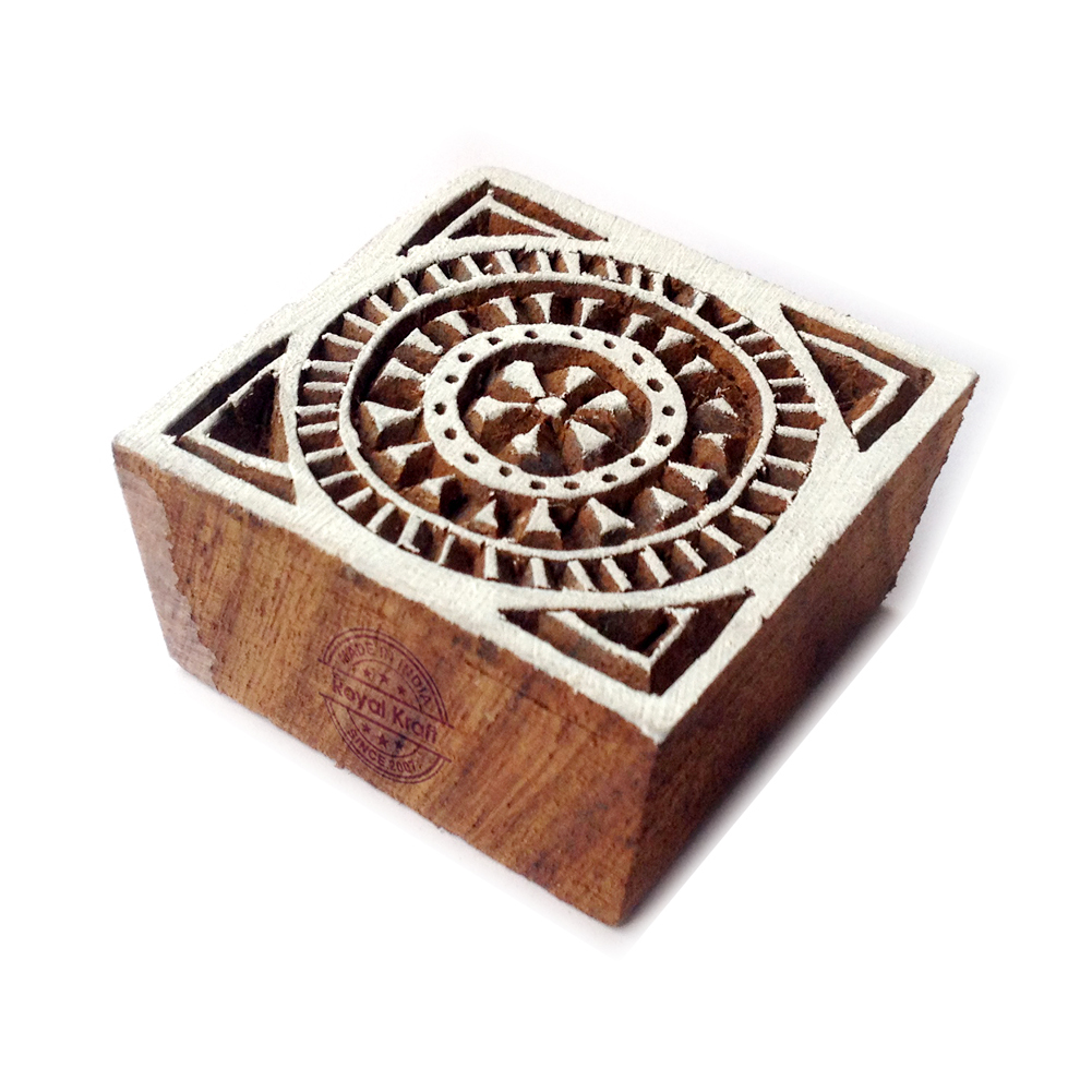 Mandala Square Wooden Block Printing Stamps Core Material: Wood