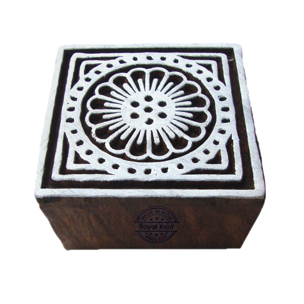 Mandala Square Wooden Block Printing Stamps Core Material: Wood