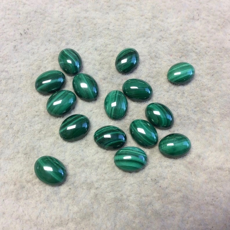 5x7mm Malachite Oval Cabochon Loose Gemstones Grade: Aaa