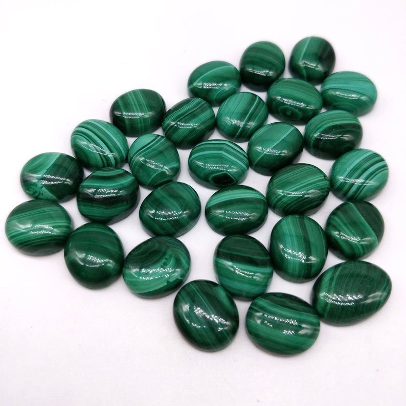 8x10mm Malachite Oval Cabochon Loose Gemstones Grade: Aaa