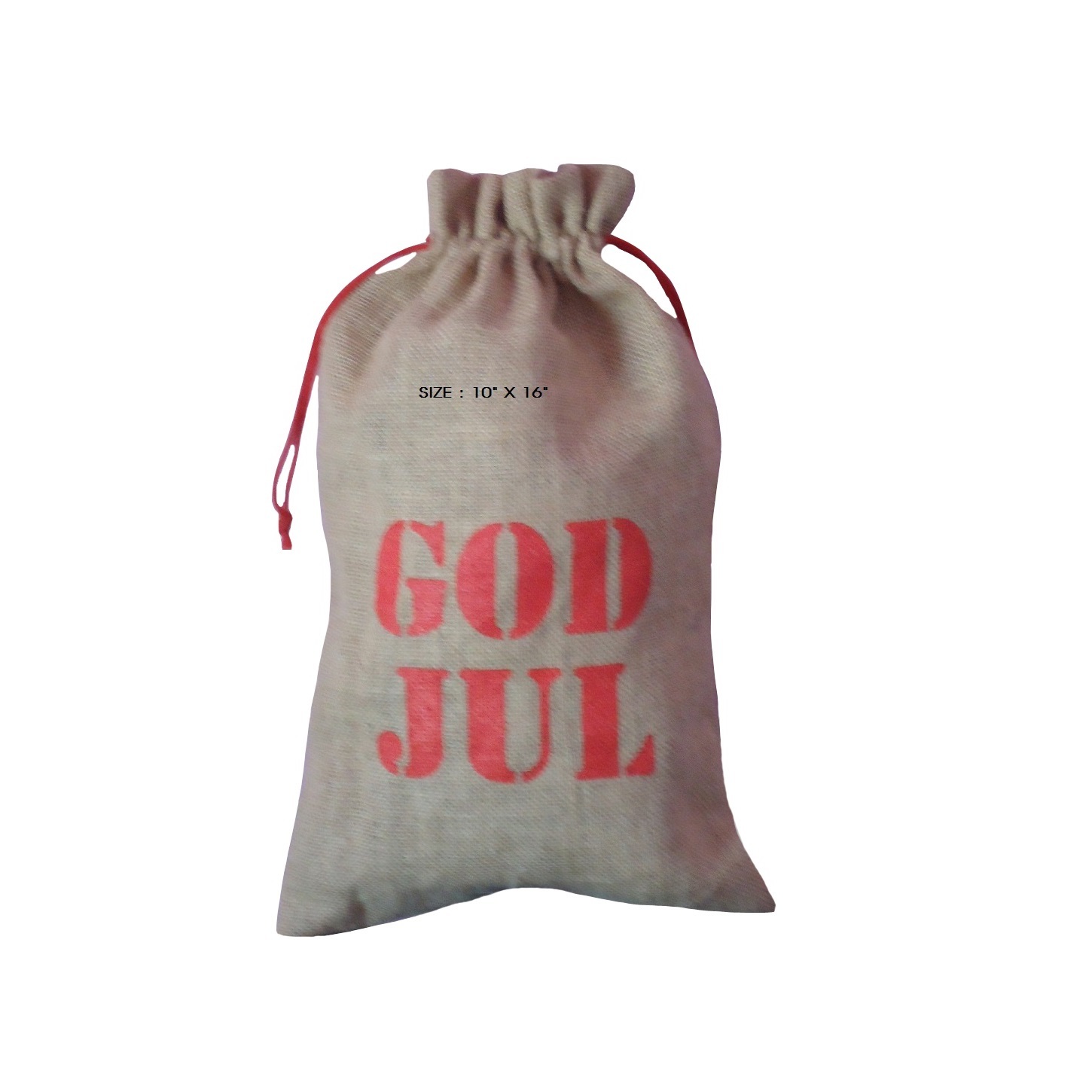 Customized Jute Drawstring Bag With Logo Screen Print Design