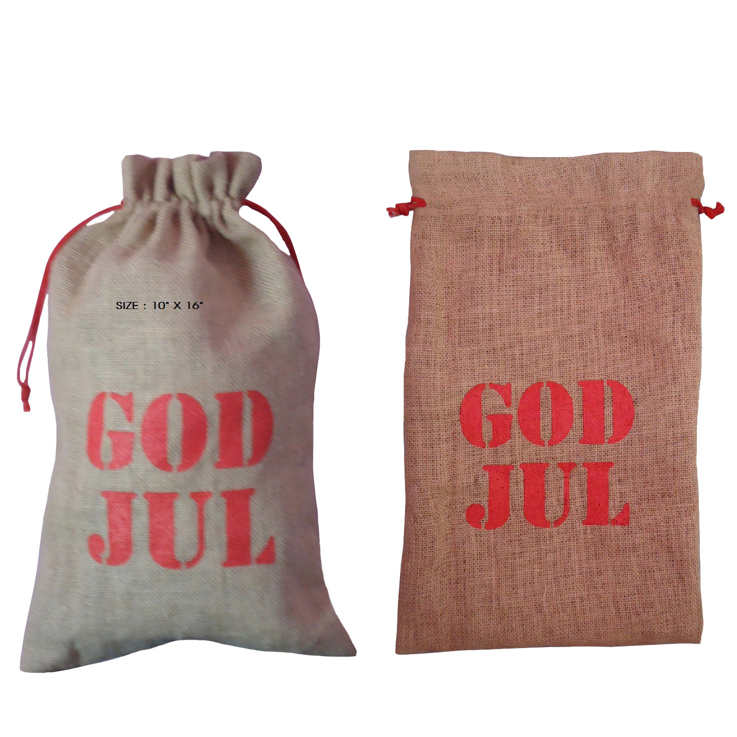 Customized Jute Drawstring Bag With Logo Screen Print Design