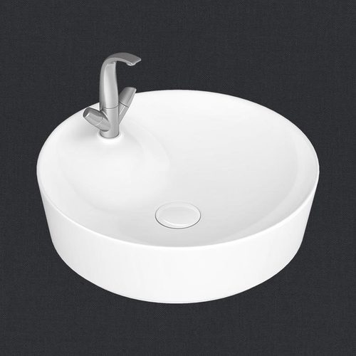 Table Top Wash Basin - Ceramic, 400mm x 400mm x 150mm , White Color, 15kg Weight, Overflow Drain Included, Pop-Up Drain Type