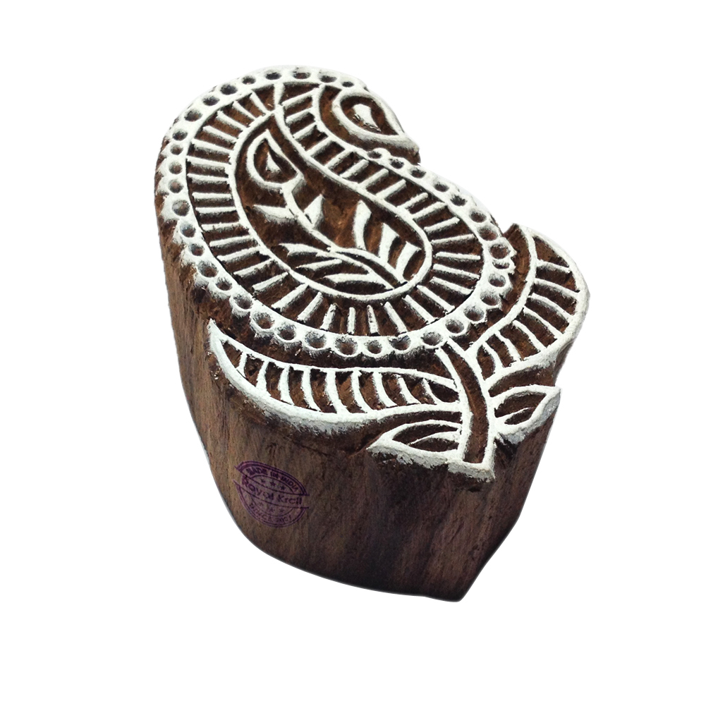 Paisley Wooden Block Printing Stamps - 2.4 Inches Size Wooden Material 44 Grams Weight | Ideal For Fabric Paper Clay Pottery Printing And Drawer Knobs