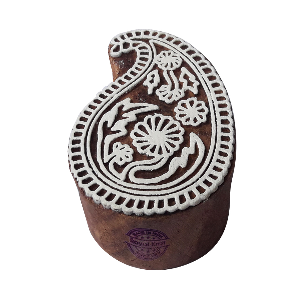 Paisley Wooden Block Printing Stamps - 2.4 Inches Size Wooden Material 44 Grams Weight | Ideal For Fabric Paper Clay Pottery Printing And Drawer Knobs