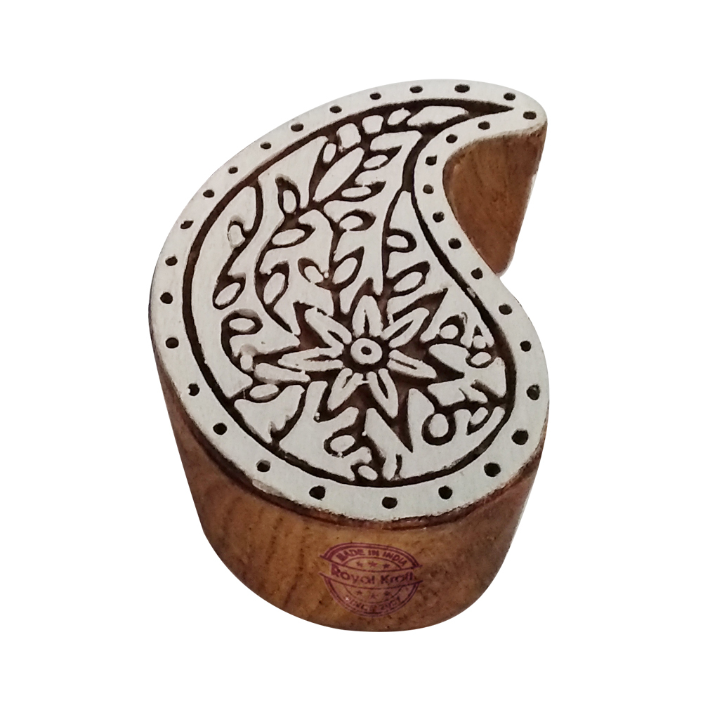 Paisley Wooden Block Printing Stamps - 2.4 Inches Size Wooden Material 44 Grams Weight | Ideal For Fabric Paper Clay Pottery Printing And Drawer Knobs