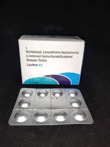 मोंटेलुकास्ट लेवोसेटिरिज़िन हाइड्रोक्लोराइड एम्ब्रोक्सोल हाइड्रोक्लोराइड टैबलेट