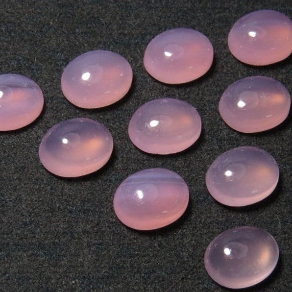 Pink Chalcedony - 4x6mm Oval Cabochon Loose Gemstones | Aaa Quality, Dyed Finish, Exceptional Clarity