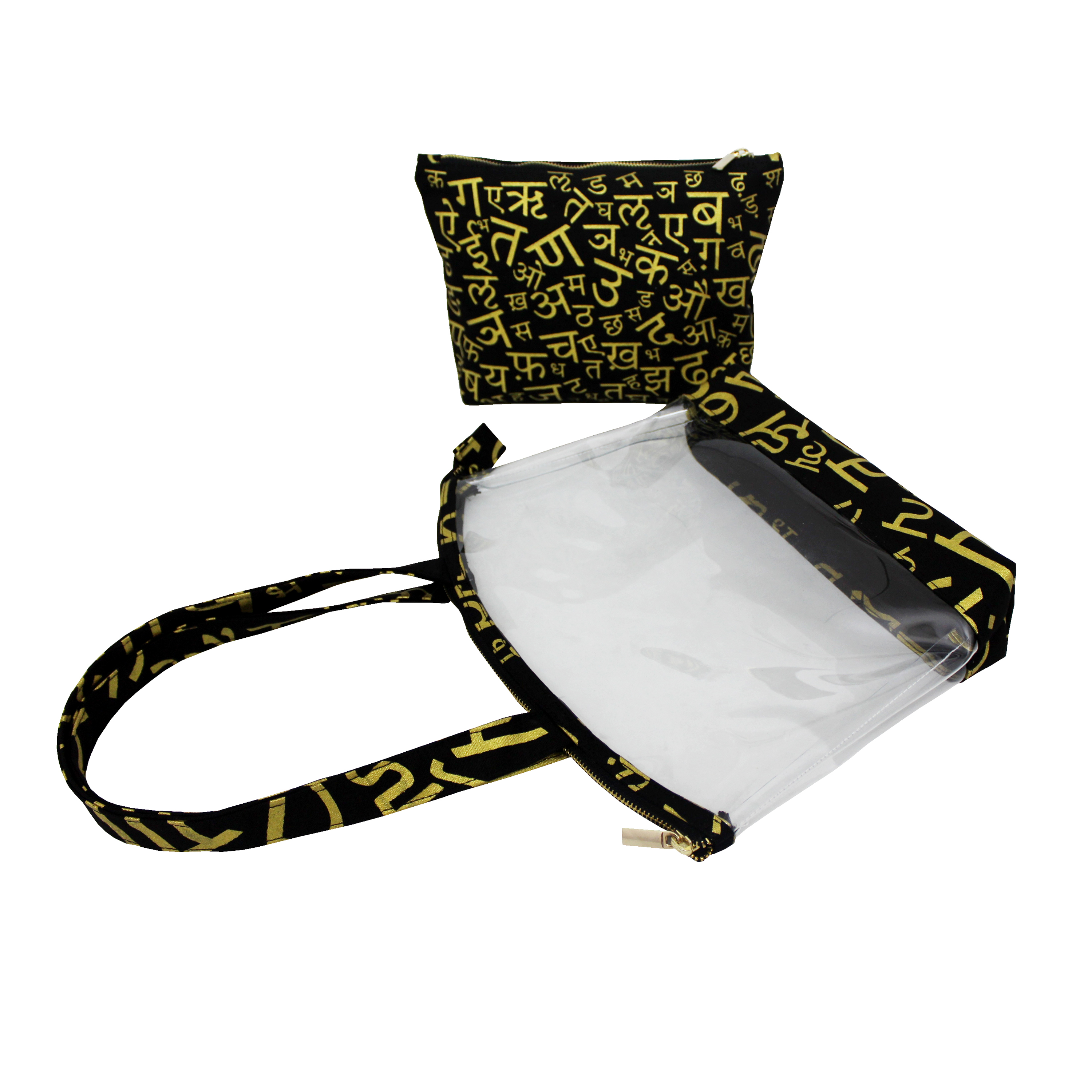 See Through Pvc & 12 Oz Canvas Bag With Zip Closure - 24h X 35w X 8cm, Self Handles, Customized Letter Print, Eco-friendly And Reusable