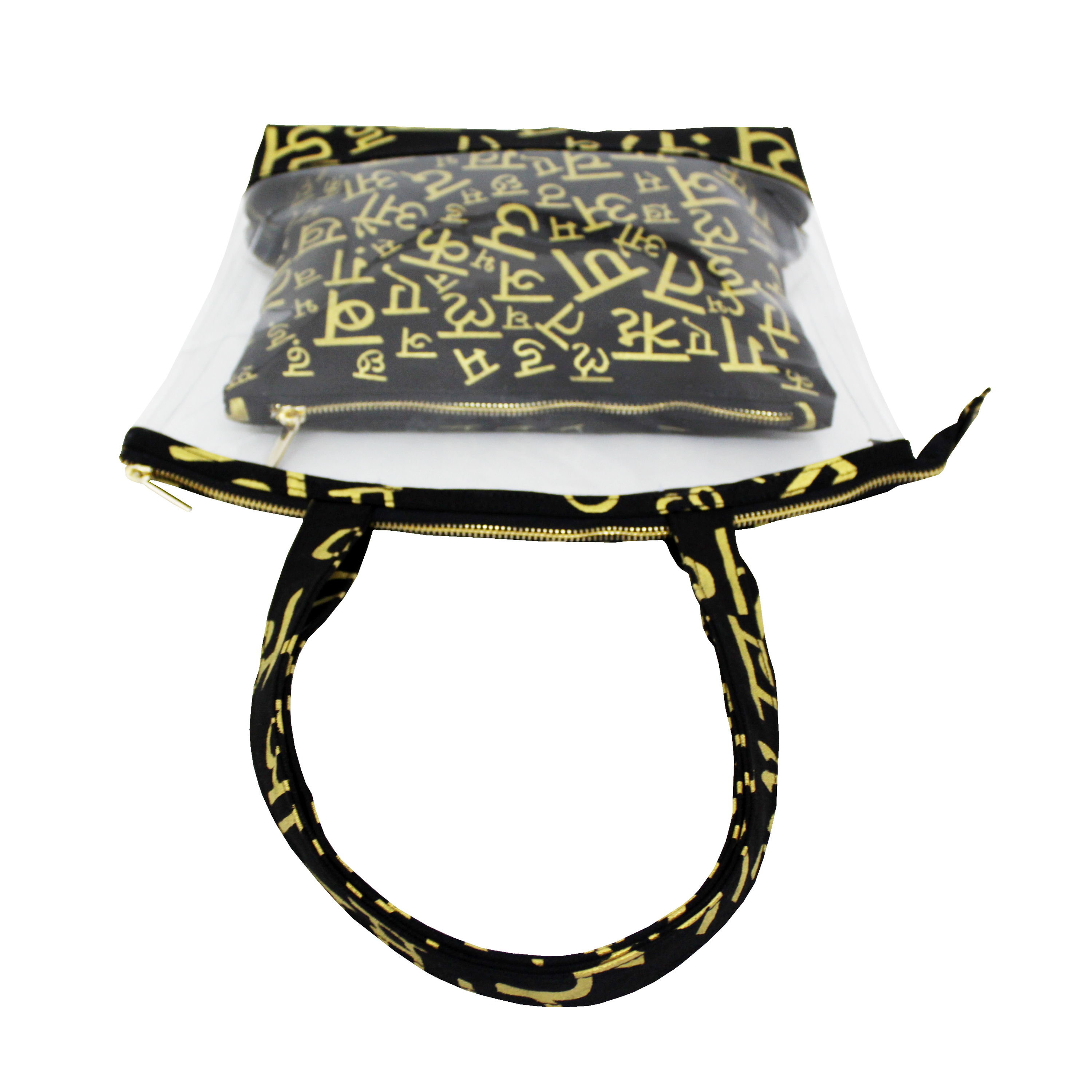 See Through Pvc & 12 Oz Canvas Bag With Zip Closure - 24h X 35w X 8cm, Self Handles, Customized Letter Print, Eco-friendly And Reusable