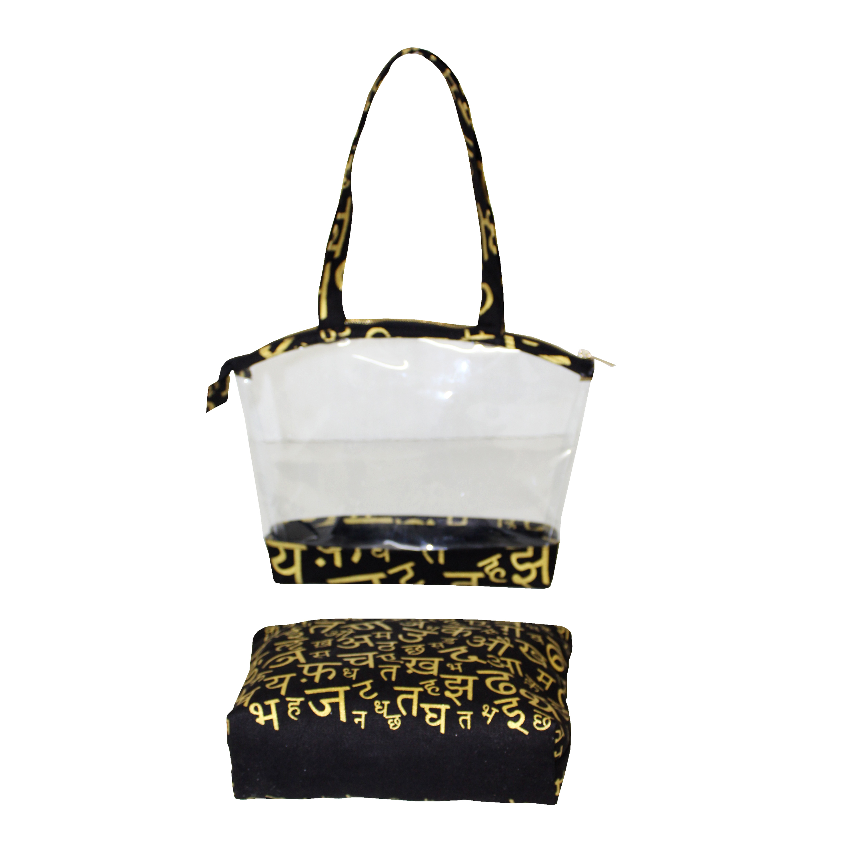 See Through Pvc & 12 Oz Canvas Bag With Zip Closure - 24h X 35w X 8cm, Self Handles, Customized Letter Print, Eco-friendly And Reusable