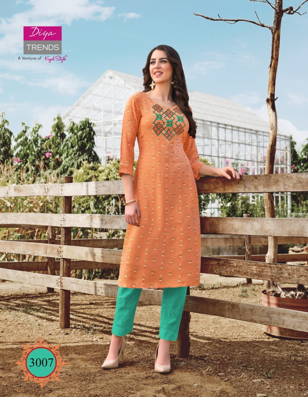 Diya Trends Victoria Vol 3 - Heavy Rayon With Foil Print Full Stitched Sizes S-4xl Multi Color | Embroidered Straight Kurti For All Seasons