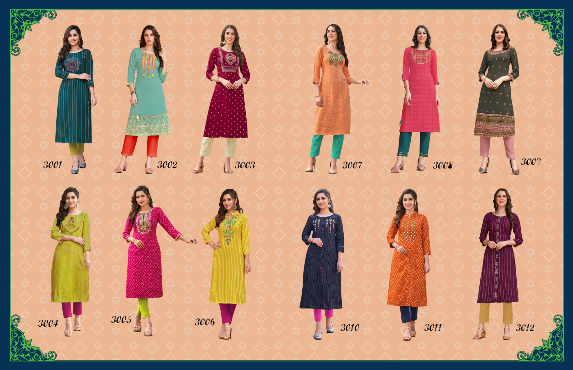 Diya Trends Victoria Vol 3 - Heavy Rayon With Foil Print Full Stitched Sizes S-4xl Multi Color | Embroidered Straight Kurti For All Seasons
