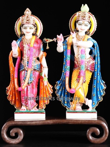 Multi Color Very Beautiful Marble Radha Krishna Moorti