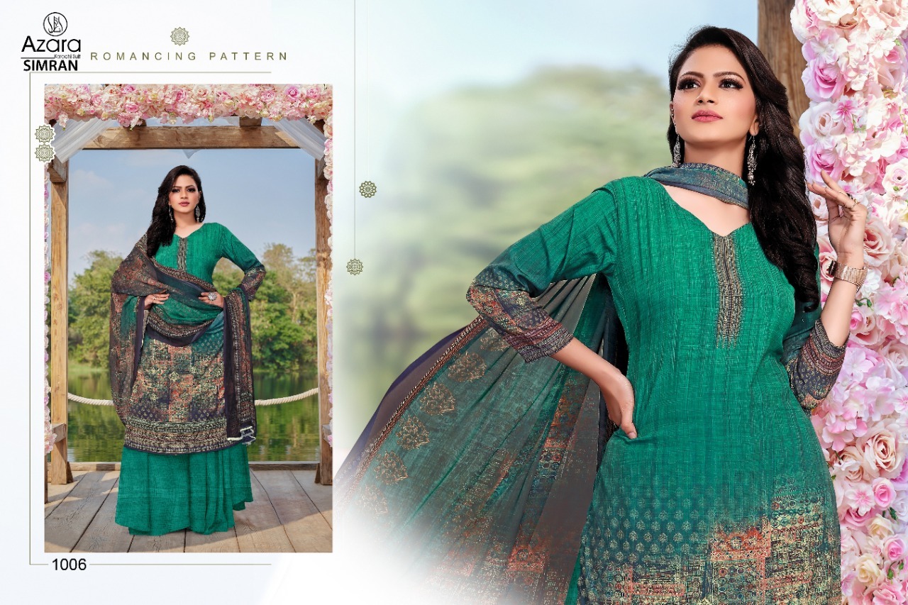 Multi Color Azara Simran Crape Digital Printed Dress Material Catalog
