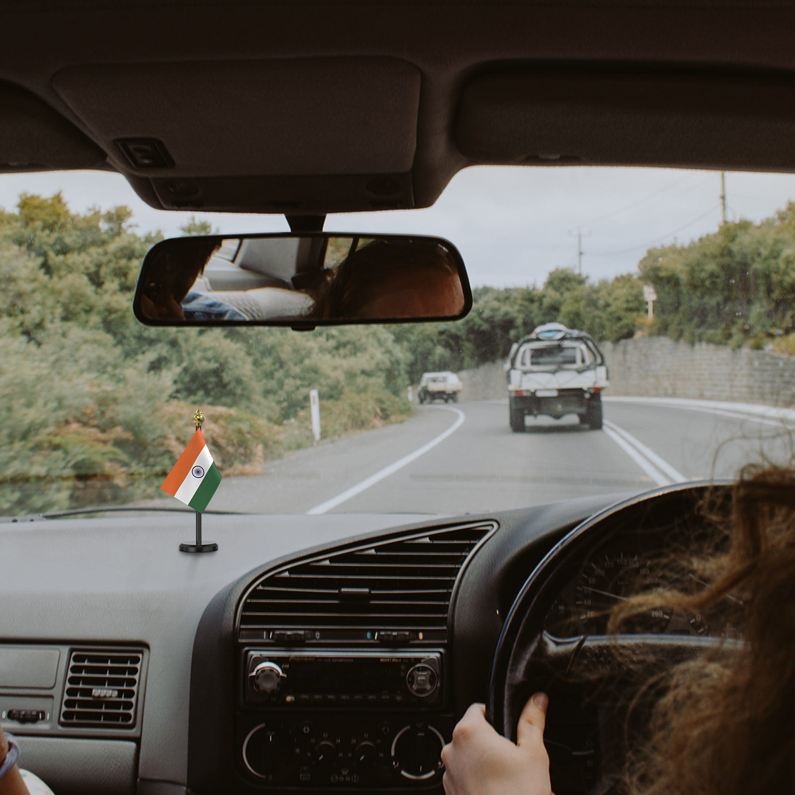 Car Dashboard Flags - 100% Polyester, 2"x3" Size | Customized Design, Durable Plastic Base, Eye-catching Decorative Statement