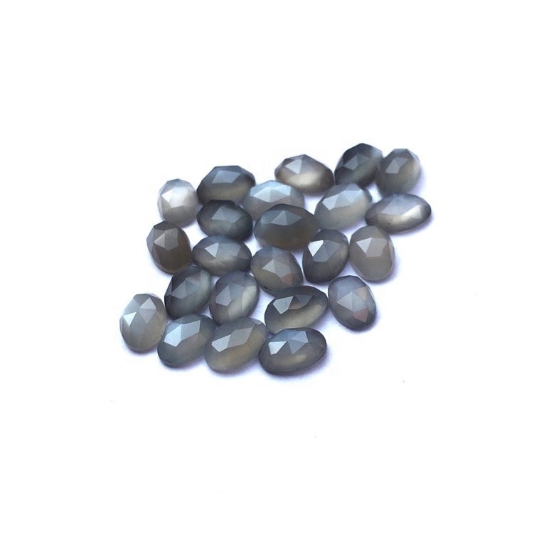 4x5mm Gray Moonstone Rose Cut Oval Loose Gemstones Grade: Aaa