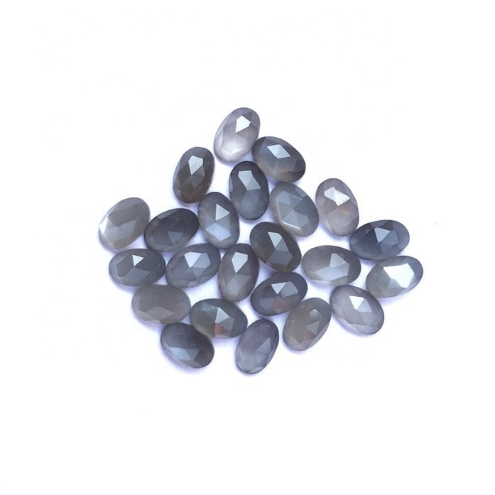 7x9mm Gray Moonstone Rose Cut Oval Loose Gemstones Grade: Aaa