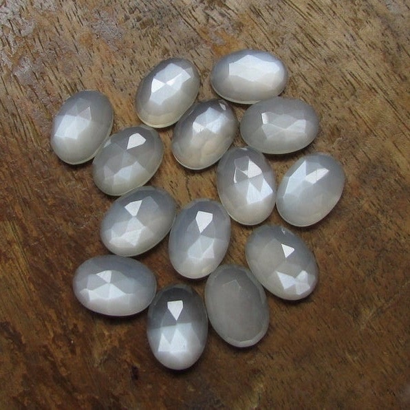 3x5mm White Moonstone Rose Cut Oval Loose Gemstones Grade: Aaa