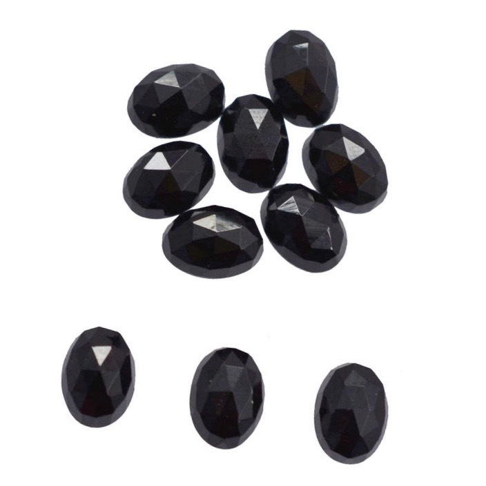 7x9mm Black Spinel Rose Cut Oval Loose Gemstones Grade: Aaa