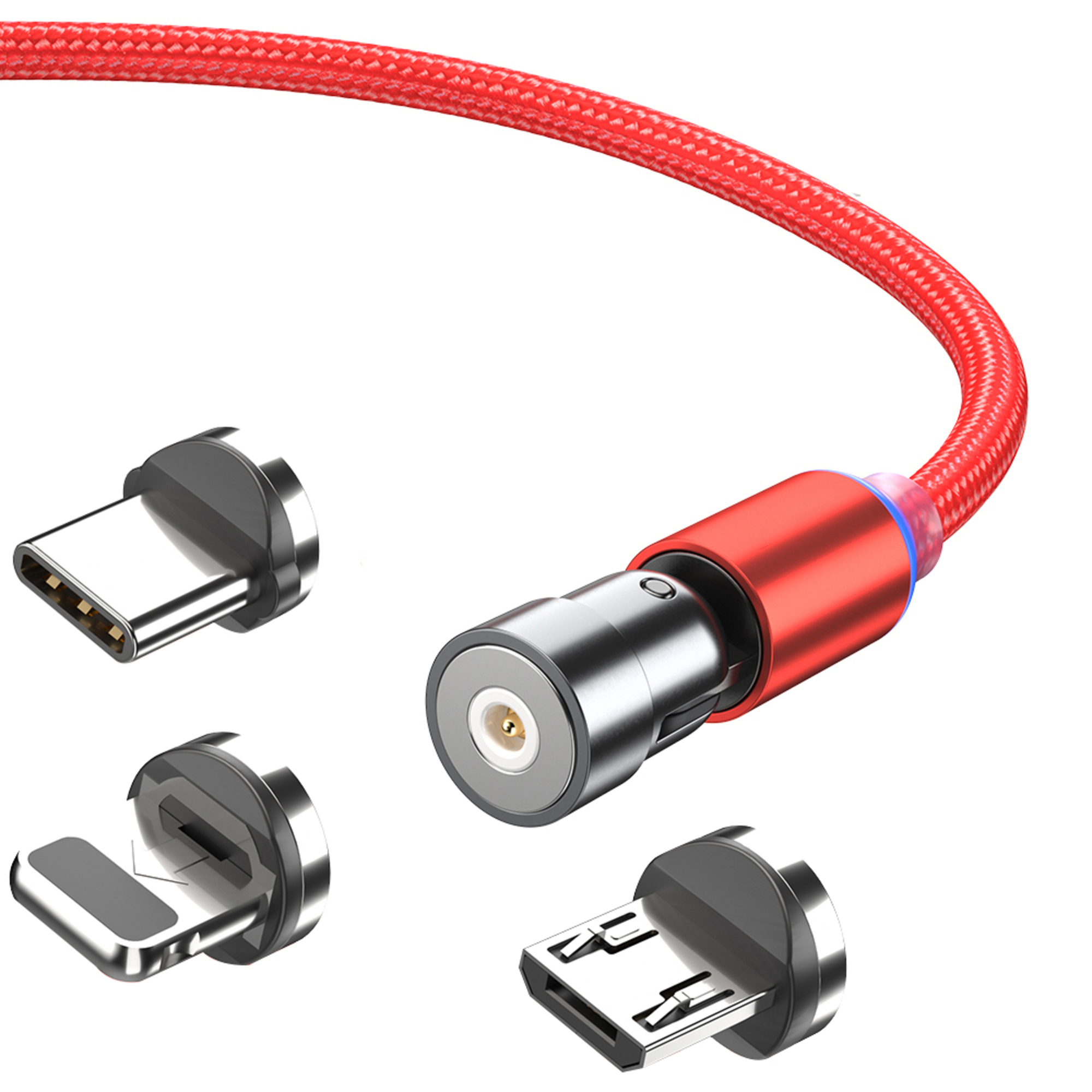 3in1 540 Degree Rotation Magnetic Cable Micro With Multiple Connector Head