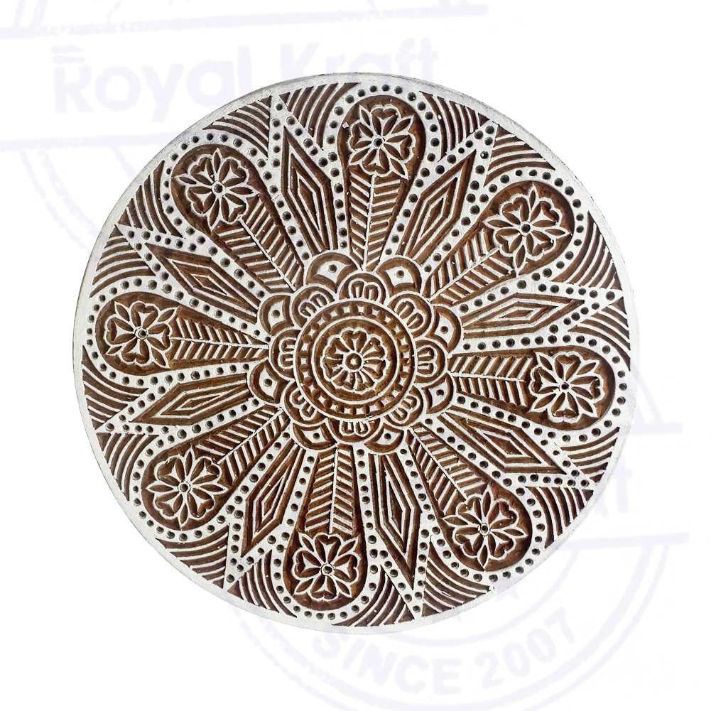 5 Inch Large Round Wooden Block Printing Stamps Core Material: Wood