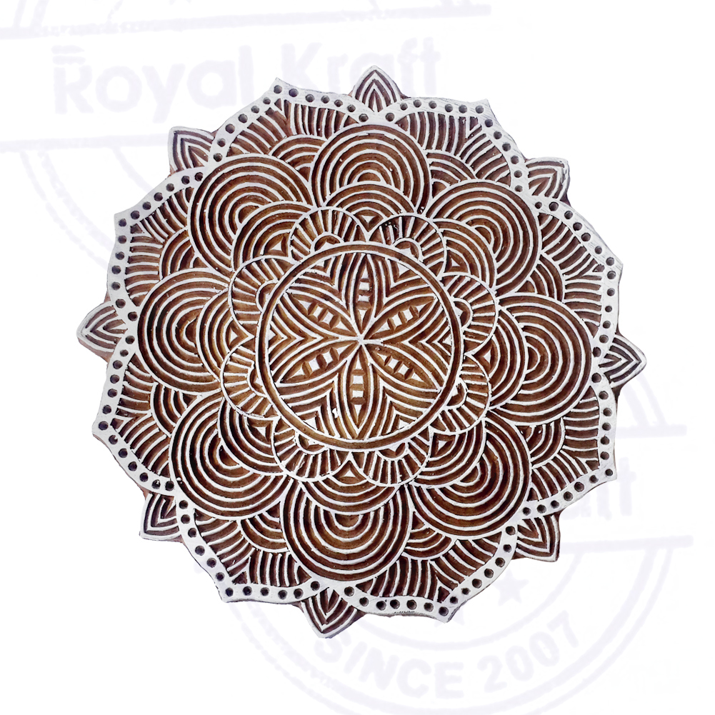 5 Inch Large Round Wooden Block Printing Stamps Core Material: Wood
