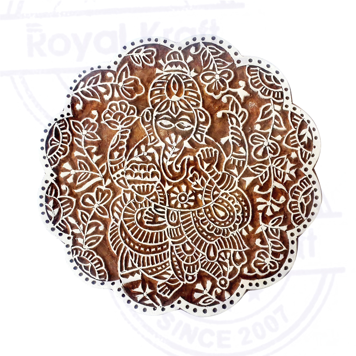 5 Inch Large Round Wooden Block Printing Stamps Core Material: Wood