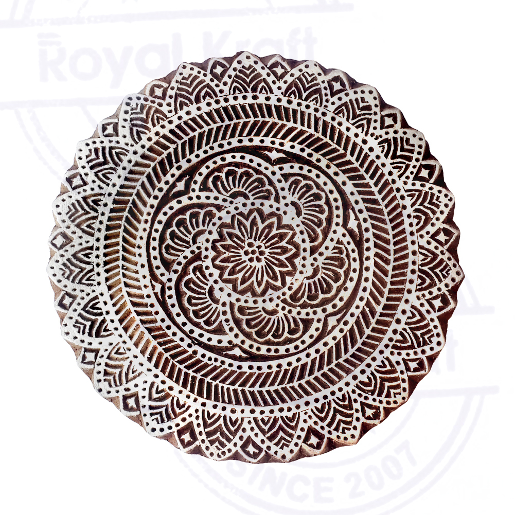 5 Inch Large Round Wooden Block Printing Stamps Core Material: Wood
