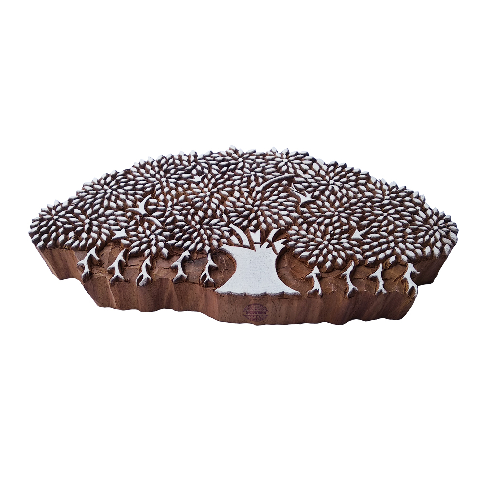 Wooden Block Printing Stamps - 6.5x5.5 Inches, Ideal For Fabric, Paper, Clay, Pottery And Wall Art