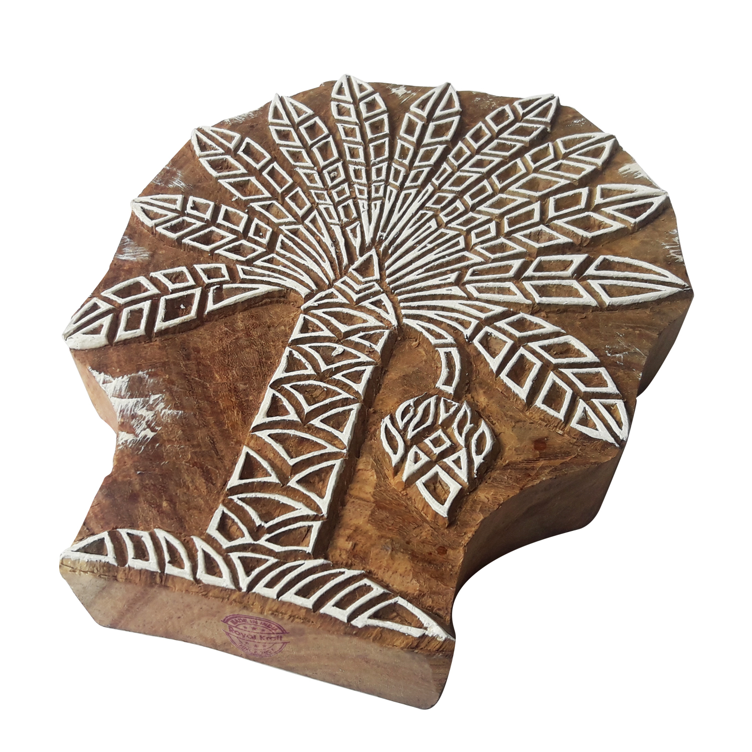 Wooden Block Printing Stamps - 6.5x5.5 Inches, Ideal For Fabric, Paper, Clay, Pottery And Wall Art