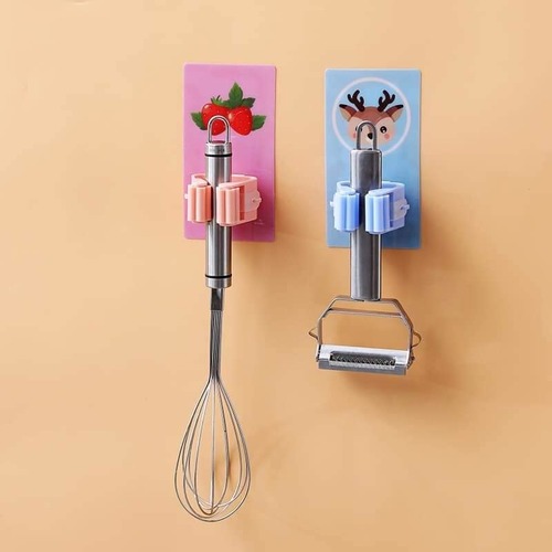 मोप एंड ब्रूम होल्डर, कार्टून स्टिकर ब्रूम ऑर्गनाइज़र हैंगर