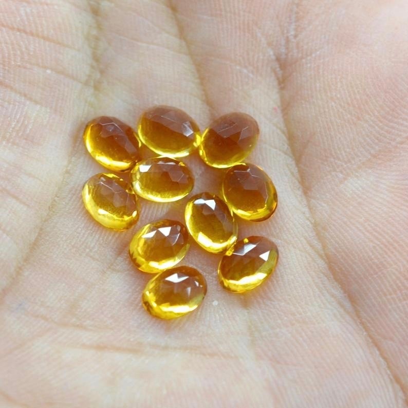 8x10mm Citrine Rose Cut Oval Loose Gemstones