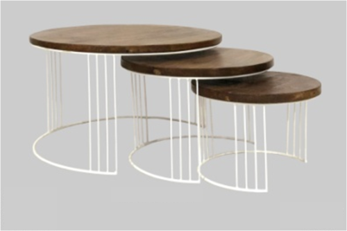 कॉफ़ी टेबल (आयरन एंड वुडन 3 का सेट)