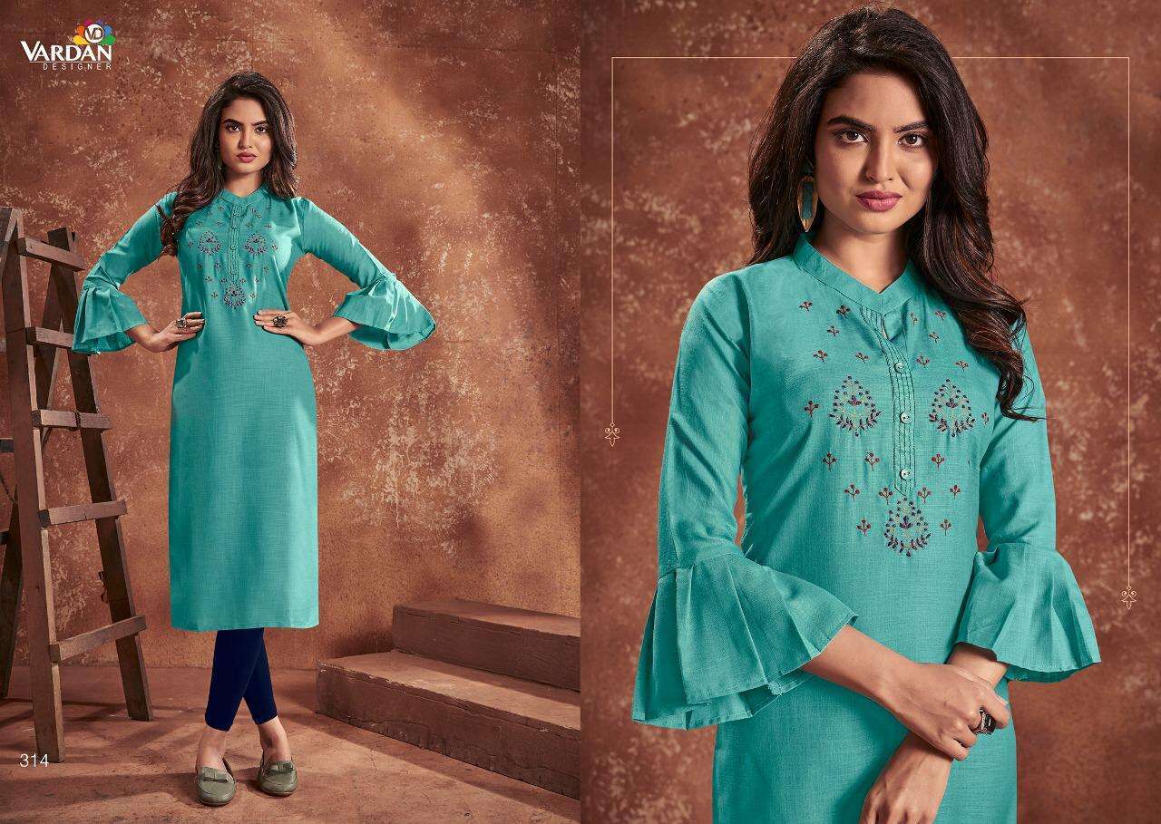 Vardan Designer Kurti - Nira Cotton, Full Stitched L/xl/xxl, Multi Color | Heavy Embroidery, Balloon Sleeves, Casual & Ethnic Wear