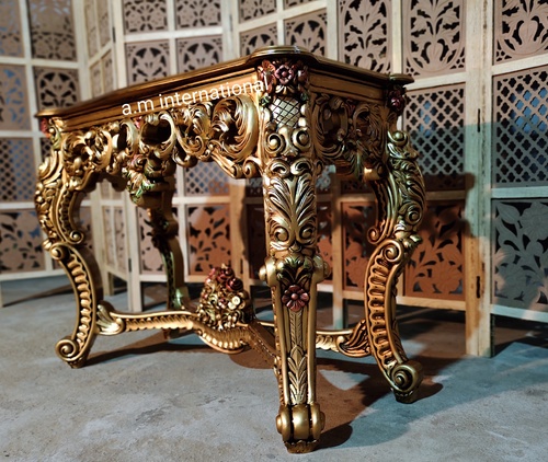 हस्तनिर्मित लकड़ी की नक्काशीदार कैनसोल टेबल