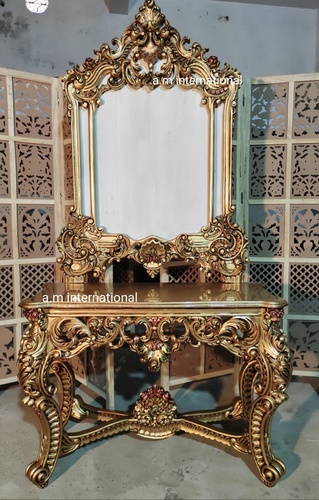 फ़्रेम के साथ हस्तनिर्मित लकड़ी का कैनसोल टेबल