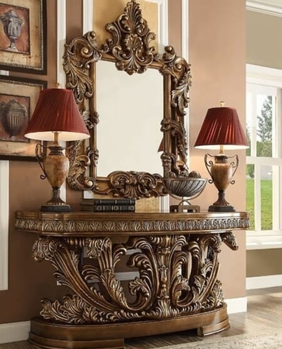 फ़्रेम के साथ हस्तनिर्मित लकड़ी का कैनसोल टेबल